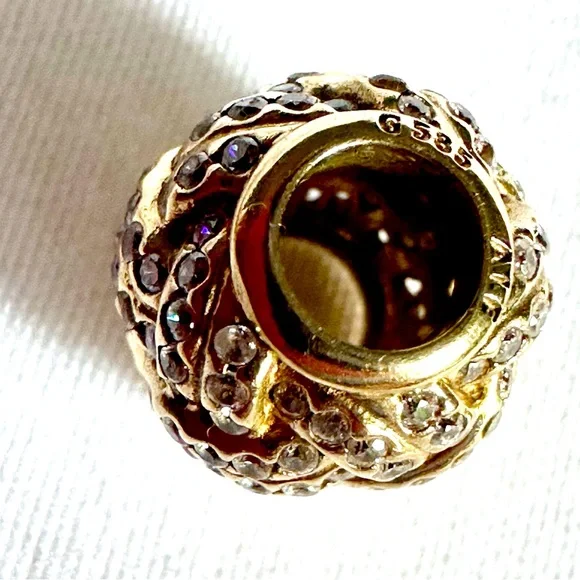 Rare Retired PANDORA Solid 14K Gold 585 Sparkling Love Knot Charm # 7509…